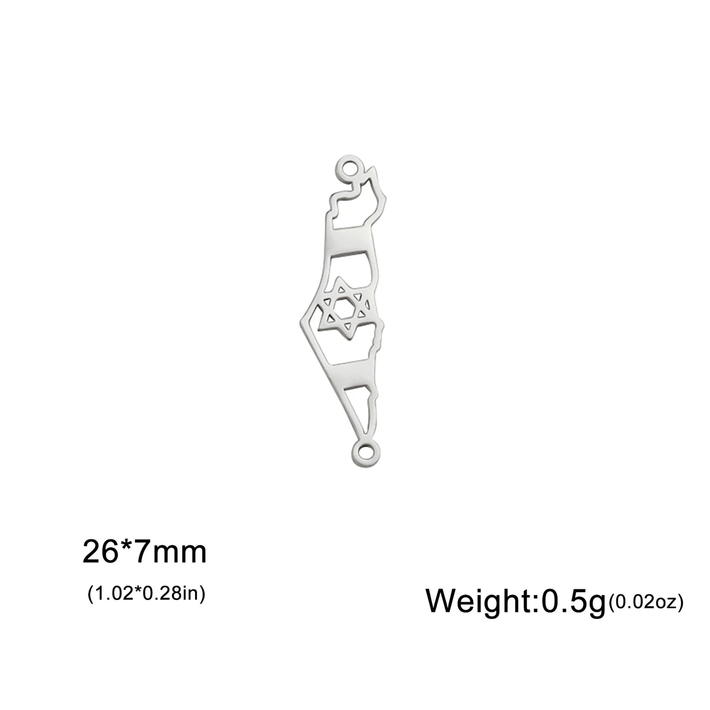 Teamer Stainless Steel Jewish Star of David Israel Map Hebrew Letter Charm Pendant for Jewelry Making Necklace DIY Wholesale