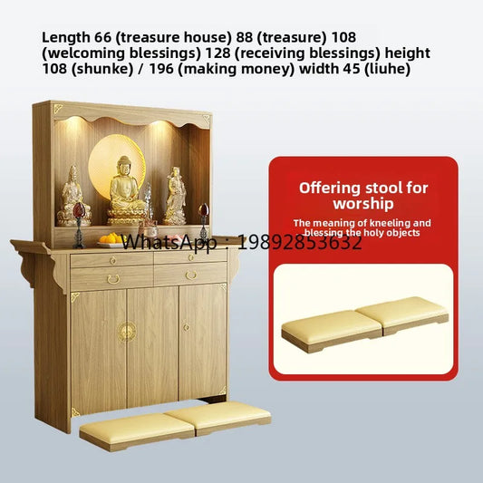 YFY Solid Wood Buddha Shrine Cabinet Wealth Home Altar Incense Table God Worship Cabinet Shrine Altar Buddha Hall Cabinet