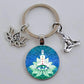 Indian Buddha Meditation 7 Chakra Mandala Psychedelic Yoga Glass Cabochon Keychain Ornament
