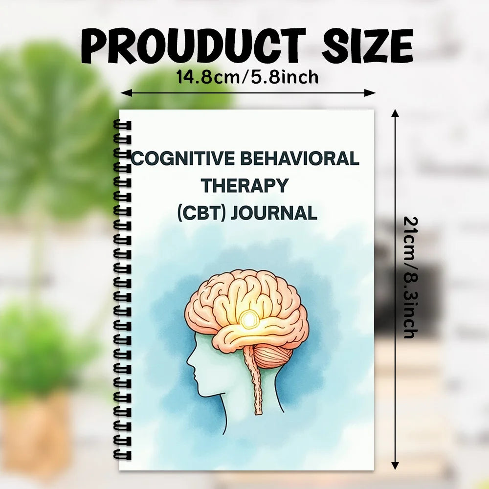 1SET Spiral Notebooks CBT Therapy Emotional Wellness Journal, Brain-Illustrated Mental Health Notebook, Spiral Binding, Cognitiv