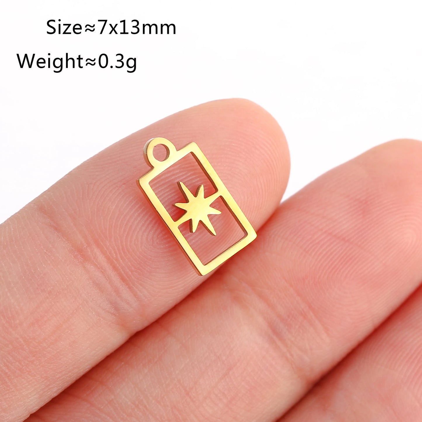 5PCS/Lot Celestial Mini Star Charms Stainless Steel Pentagram/Astral/Meteor/Moon Pendant DIY for Earring Bracelet Jewelry Making