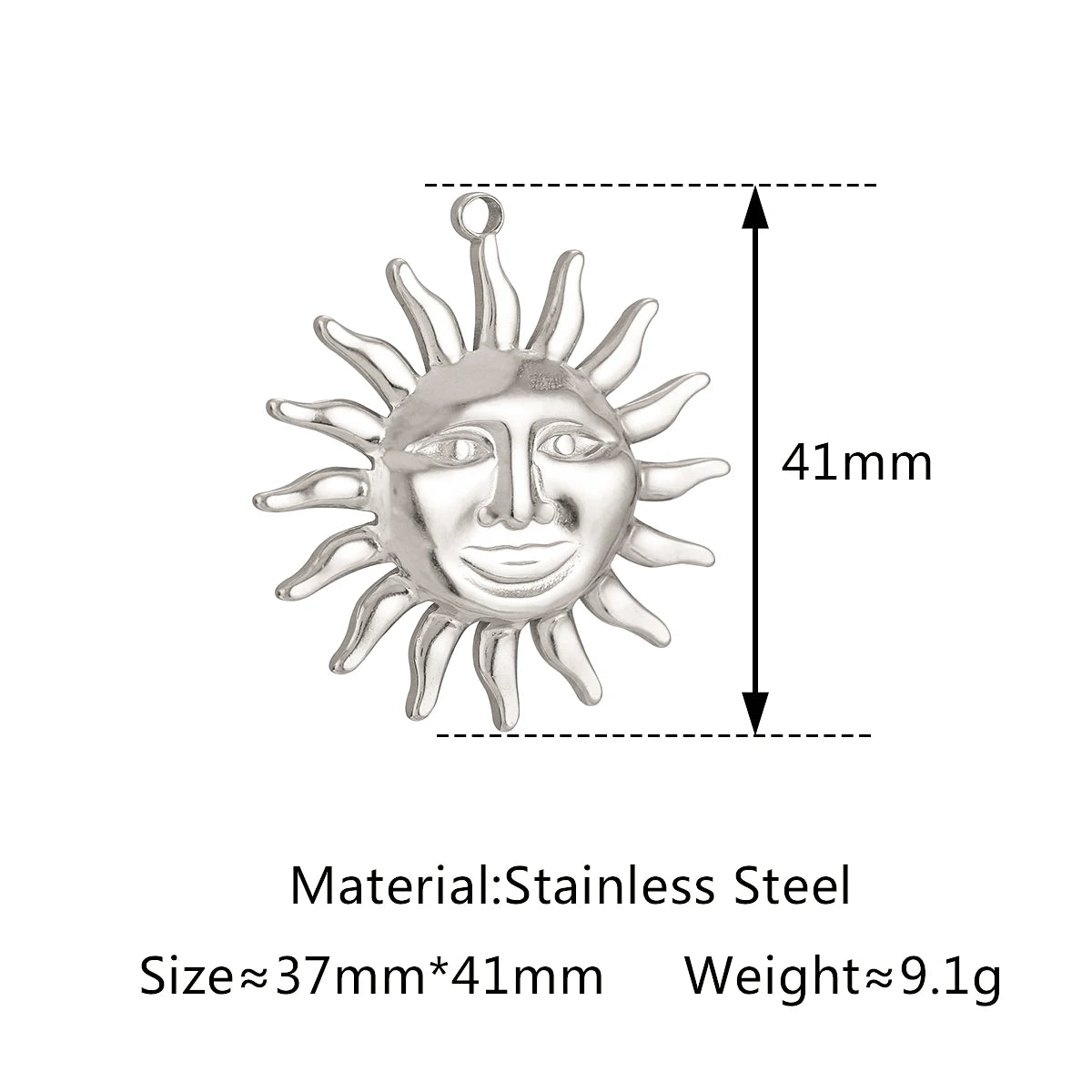 3Pcs Large Casting Vortex Face Sun Charms Stainless Steel Heart Celestial Pendants Fashion Jewelry Making DIY Bracelets Necklace