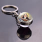 Religious Keychain St Francis Double Sided Key Chains Catholic Glass Ball Pendant Keyring Jewelry Keychain Jesus Christian Gifts
