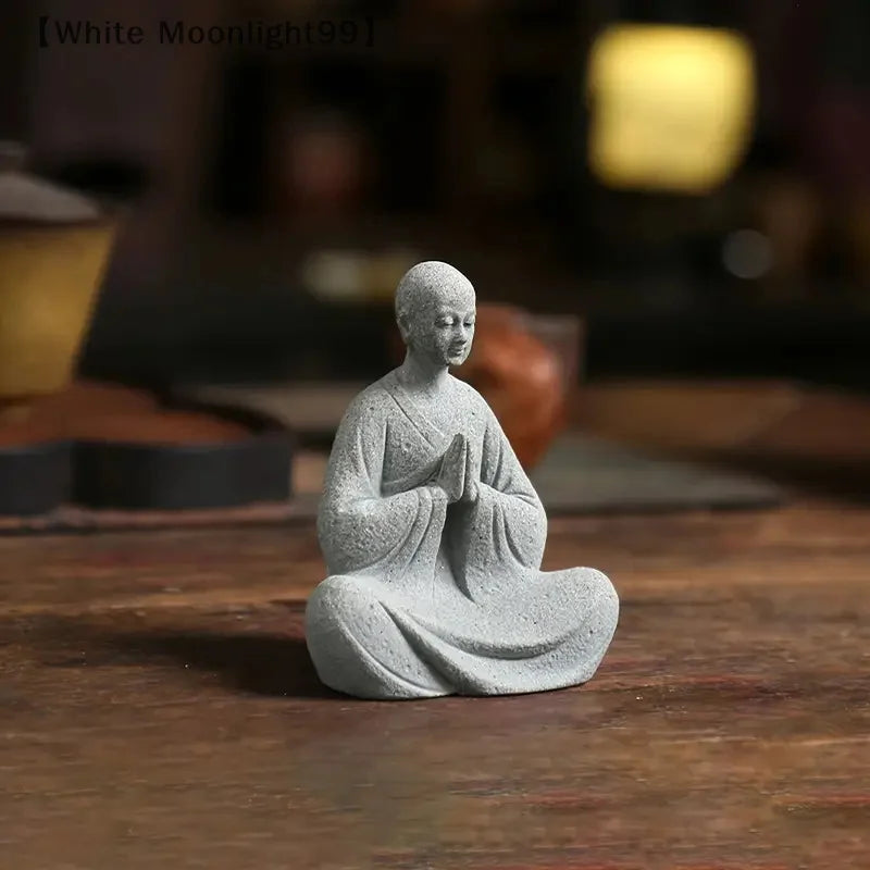 〔White〕Wishing Monk Buddhist Micro Landscape Stone Fish Tank Moss Landscaping Zen Oriental Aesthetics Garden Ornaments