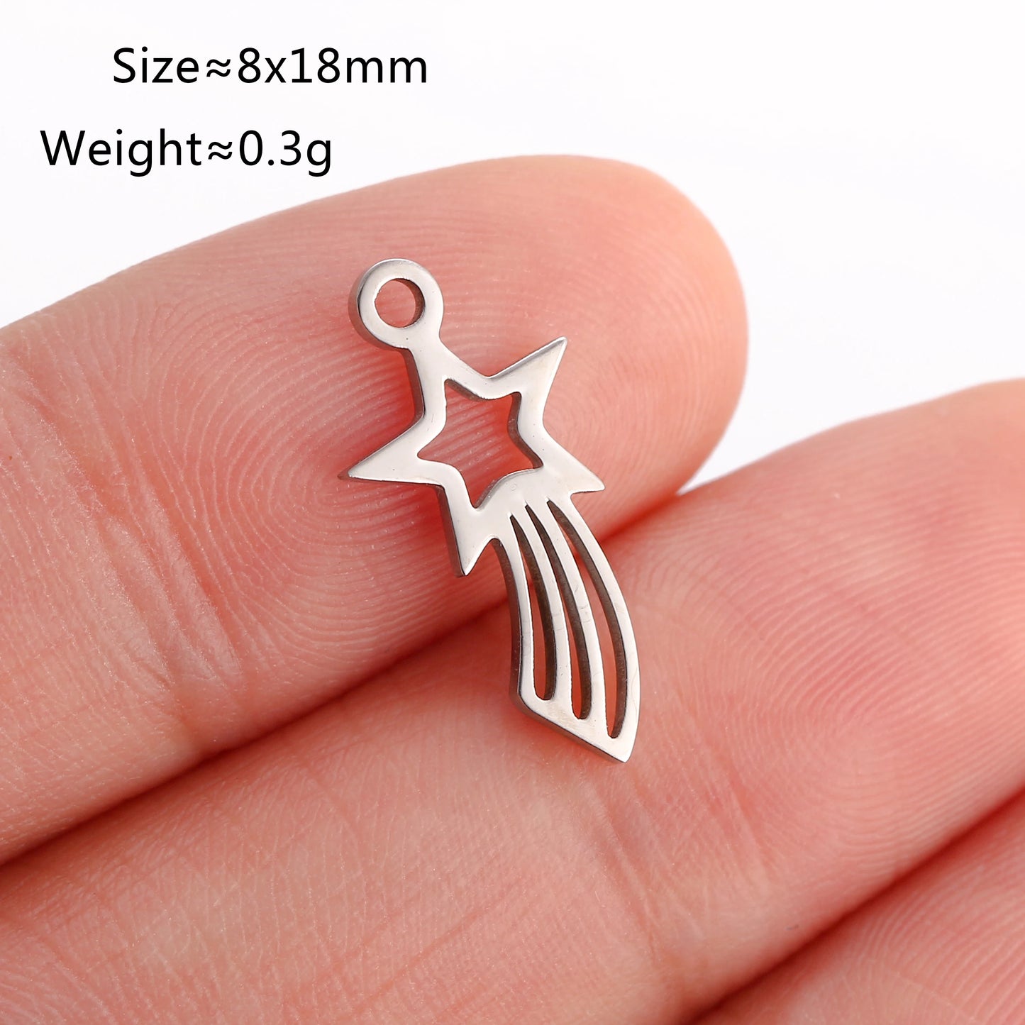 5PCS/Lot Celestial Mini Star Charms Stainless Steel Pentagram/Astral/Meteor/Moon Pendant DIY for Earring Bracelet Jewelry Making
