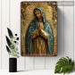 1pc 8x12" Vintage Aluminum Wall Art - Guadalupe Virgin Mary Retro Spanish Plaque, Golden Halo & Stars, Bohemian Style for Home