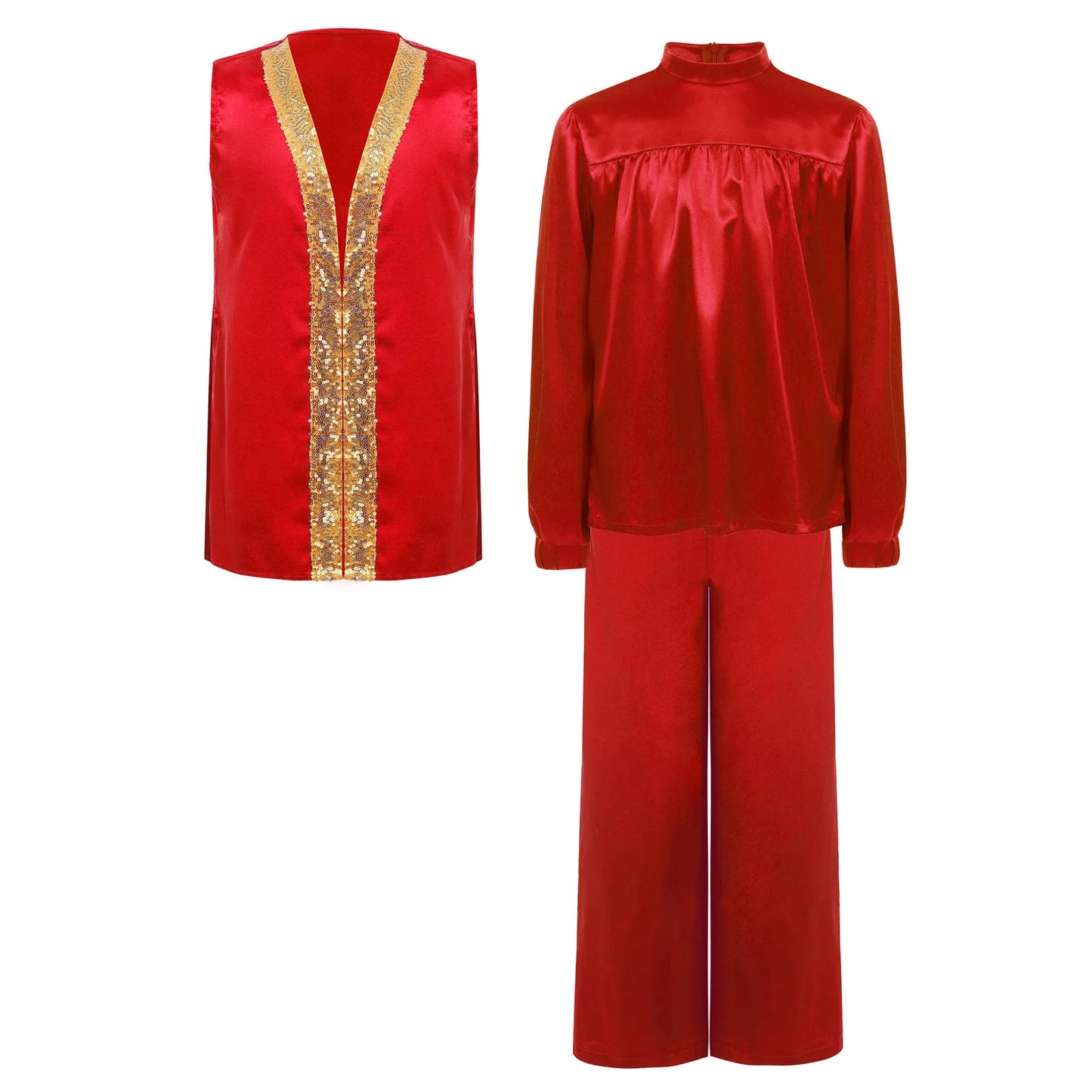 Boys Girls Church Choir Worship Praise Dance Outfit Long Sleeve Top+Robe+Pants Halloween Christian Pastor Priest Cosplay Costume