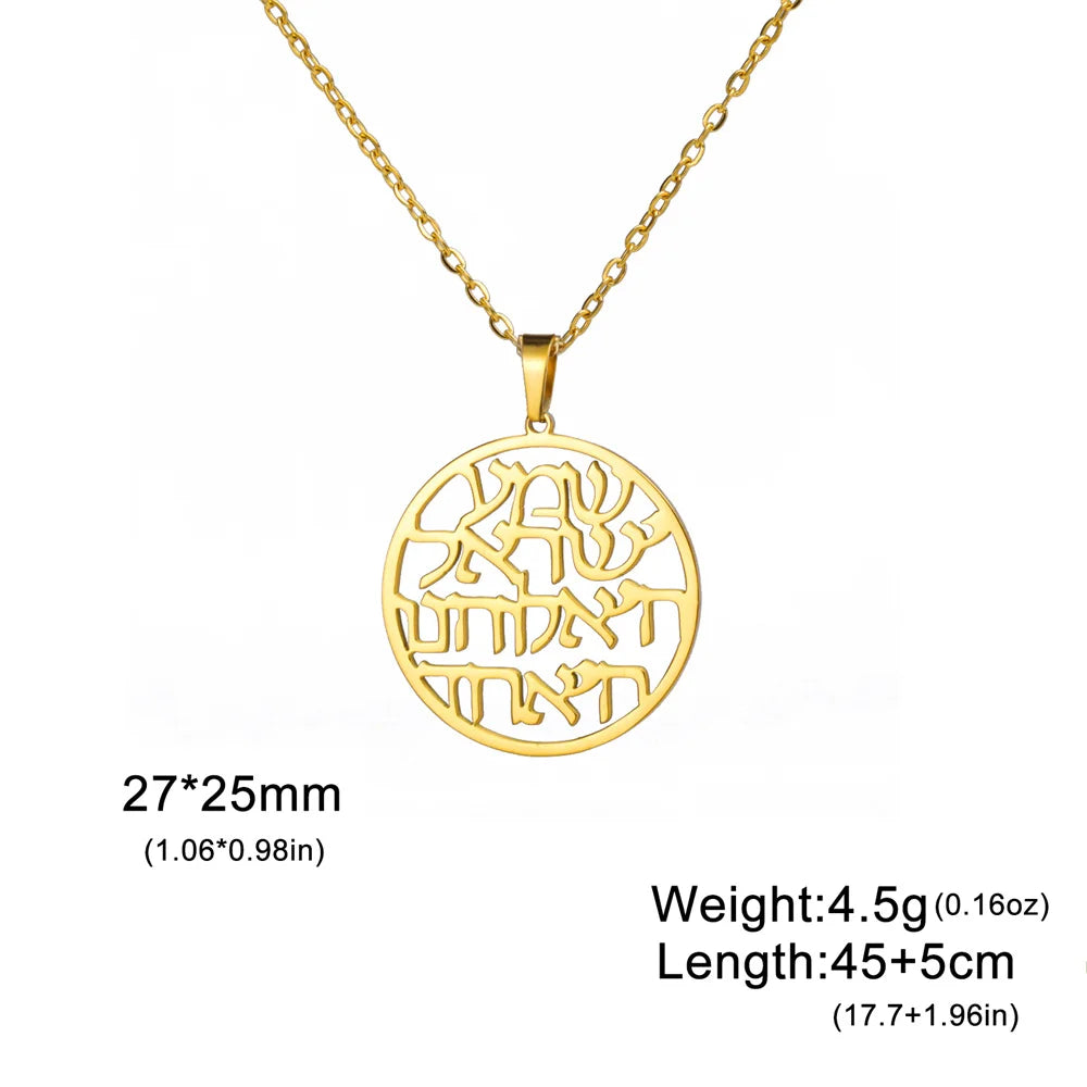 EUEAVAN Star of David and Chai Symbol Necklaces Stainless Steel Hexagram Judaica Hebrew Blessing Necklace Jewish Amulet Jewelry