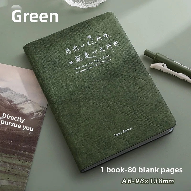 No Anxiety Pleated Leather Face Book A6 Blank Thickened Pocket Notebook Stamp Collection Diary Travel Stamp Book