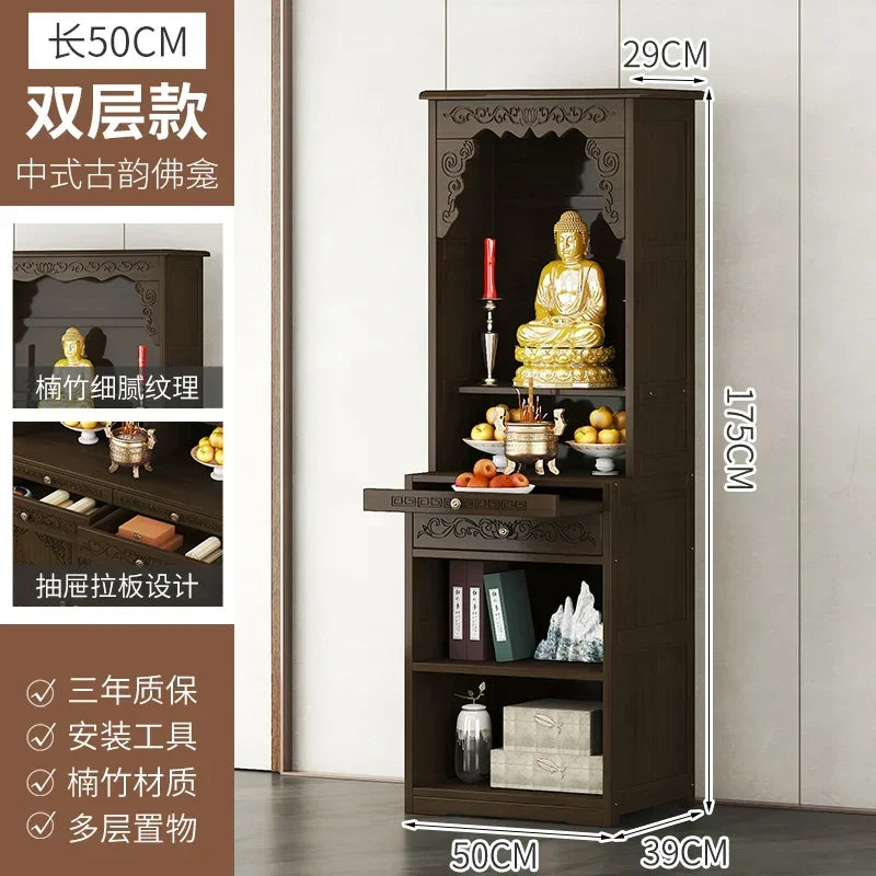 G1   Buddhist shrine stand cabinet, God of Wealth cabinet, household Buddha statue, Guan Gong Bodhisattva worship altar cabinet