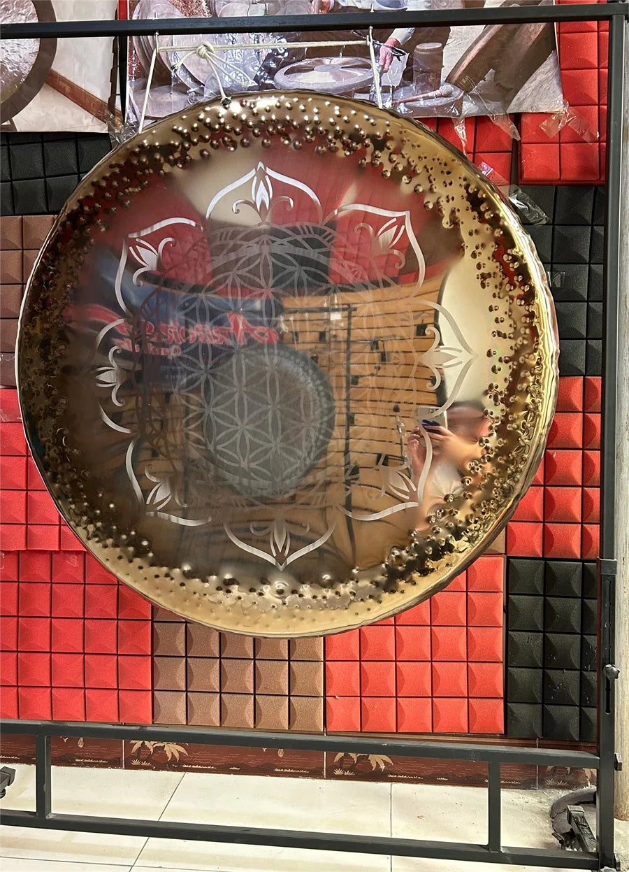 Professional Sound Healing Gongs for Yoga and Meditation, Percussion Instrument, Nickel Mirror, Bell with Mallet, 38 ", 95cm