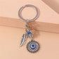 1Pc Bohemia Evil Eye Hamsa Hand Keychain for Women Men Blue Eye Sun Feather Key Ring Bag Pendant Car Key Holder Rings Wholesale