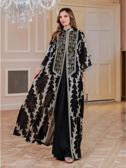 Women Party Dress Abaya Dubai Eid Muslim Mesh Embroidery Jalabiya Ramadan Dresses Morocco Kaftan Vestidos Largos Arab Long Robe