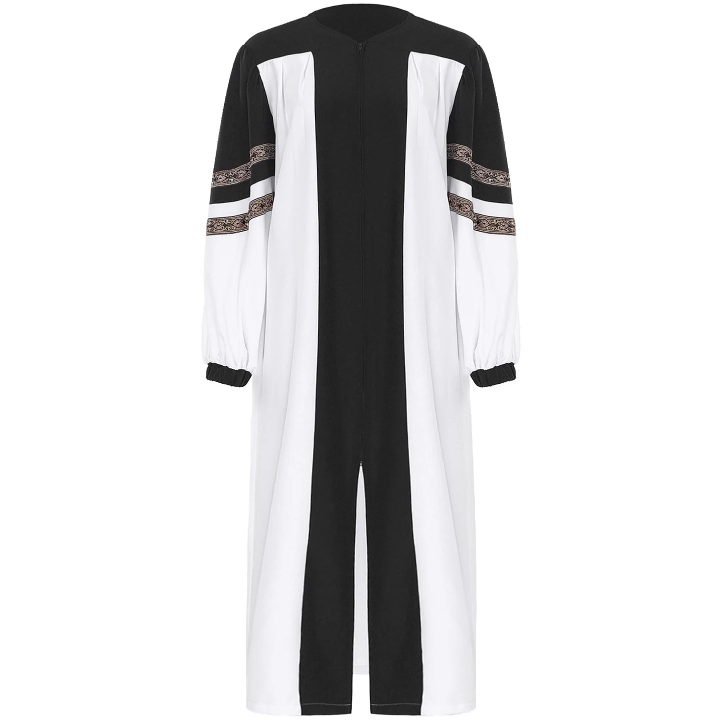 Women Men Pastor Gown Church Choir Robe Halloween Catholic Clergy Cosplay Costume Long Sleeve Zipper Christian Priest Dress