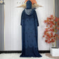 2025 Women Long Sleeves Dress Cotton Ramadan Abaya with Two Hats Muslim Women's Kaftan Dress Dubai Turkey Islam Prayer Clothing