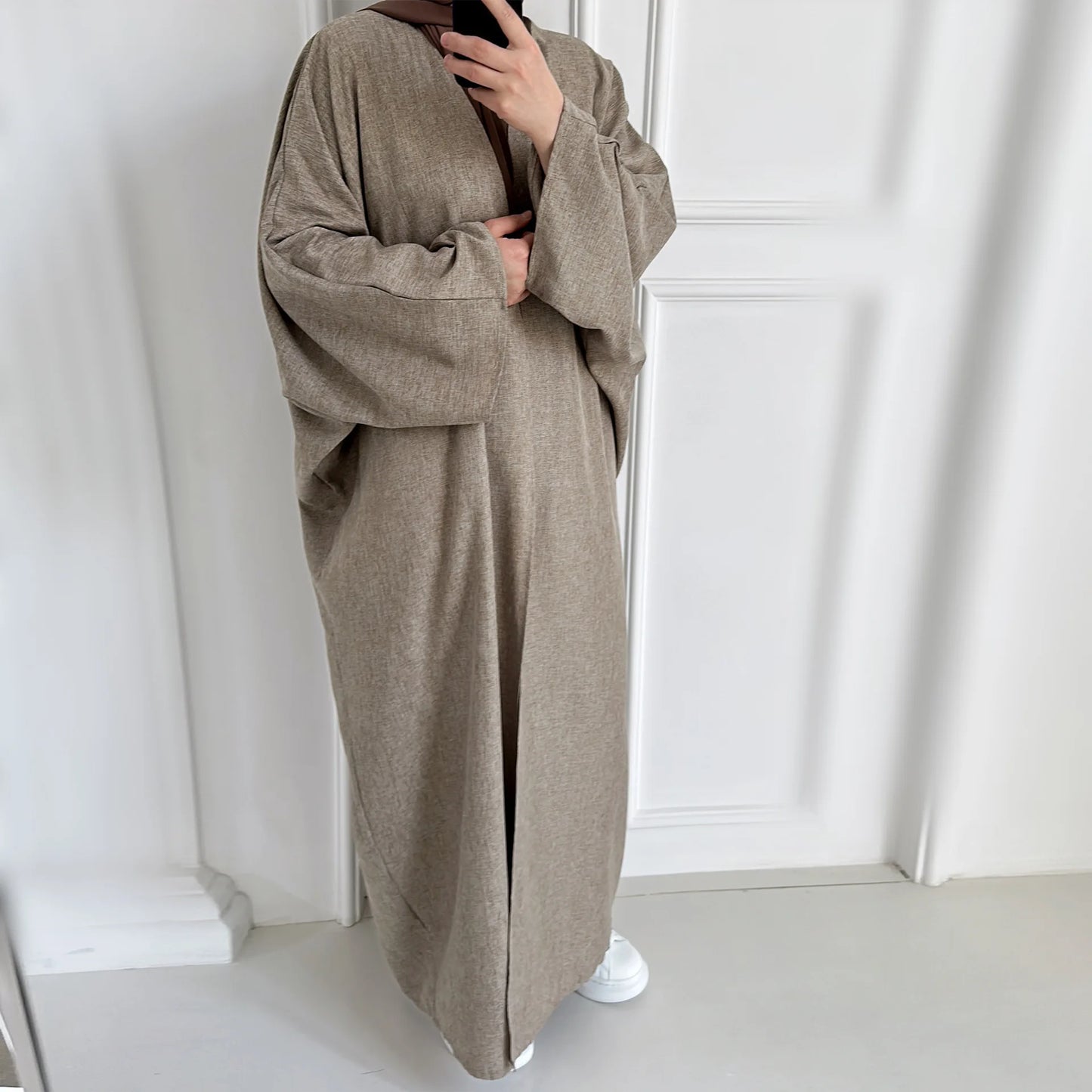 Summer Abaya Dubai Turkey Muslim Batwing Sleeves Islamic Clothing Women Hijabi Outwear Ramadan Eid Kaftan Open Front Kimono