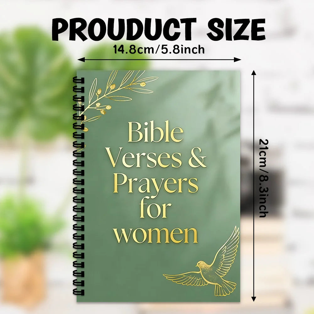 1PC Green Bible Verses & Prayers For Women Spiral Notebook, Christian Prayer Journal With Gold Dove & Olive Branch, Faith-Based