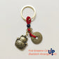 1Pc Vintage Pure Handmade Lucky Cat Car Keychain Lucky Cat Five Emperors Money Keychain Feng Shui Coins Solid Lucky Key Ring