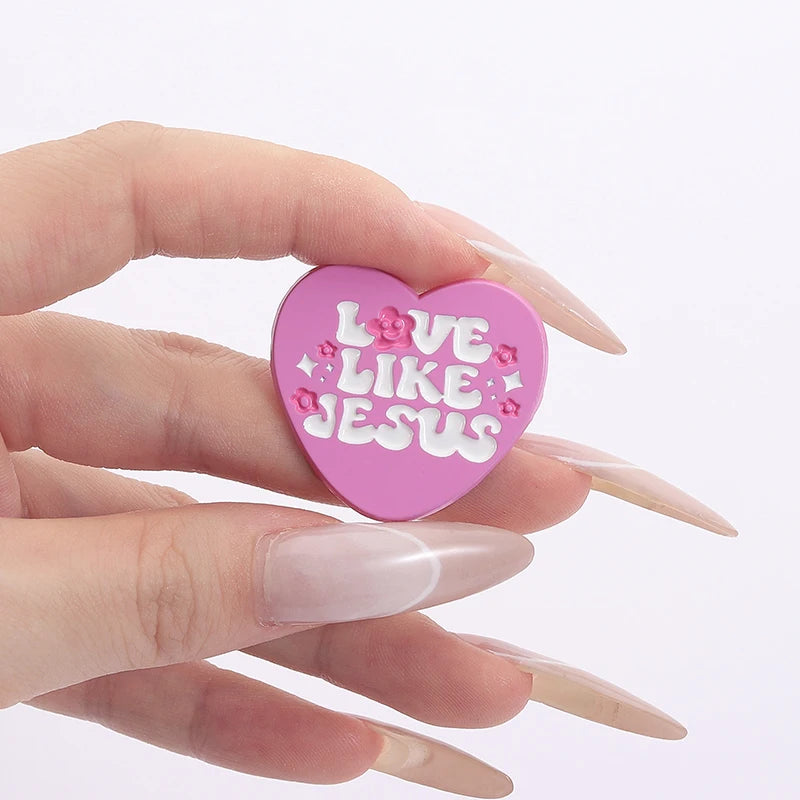 Love Likes Jesus Enamel Pin Pink Heart Christian Quotes Metal Brooch Lapel Backpack Badge Jewelry Accessories Gift for Friends