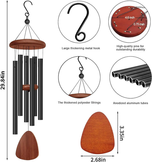 28 Inch WindChimes Outdoor with 6 Tuned Tubes WindChimes with Wind Catcher Wind Chime for Yard Patio Garden Home Decoration Gift