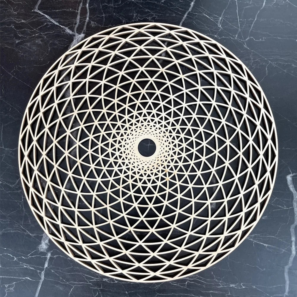 Wooden Flower Of Life Natural Symbol Sacred Geometry Ornaments Home Decoration Chakra Carved Coaster Wood Sign Wall Kitchen DIY