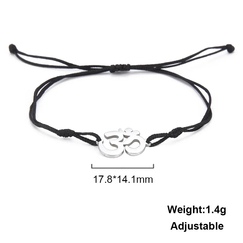 Skyrim Religious Indian Buddhism Yoga OM Bracelets on Hand for Women Men Stainless Steel Box Chain Bracelet Supernatural Jewelry