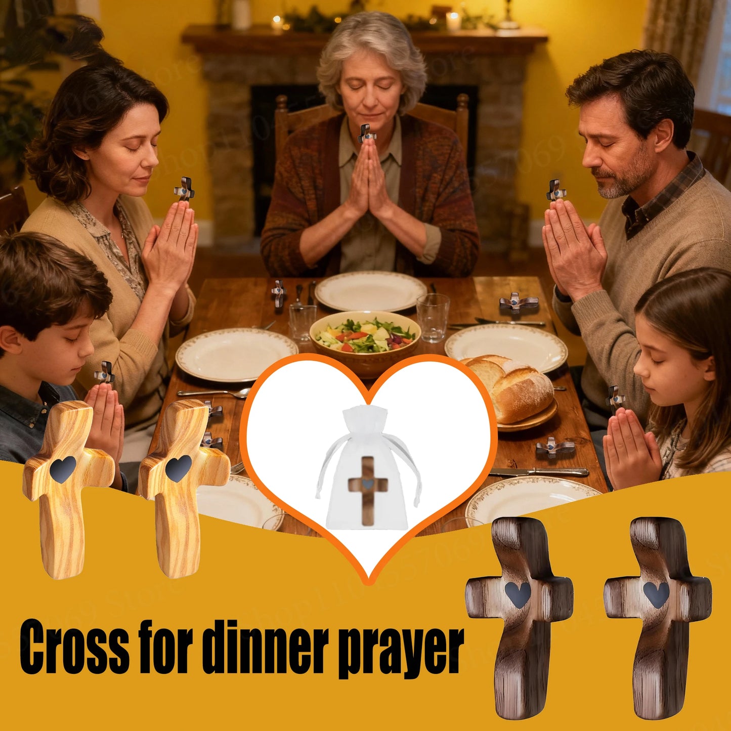 20-100Pcs Wooden Cross Fidget with Organza Bags Prayer Cross for Hand Handmade Pocket Wood Crosses Christian Encouragement Gift