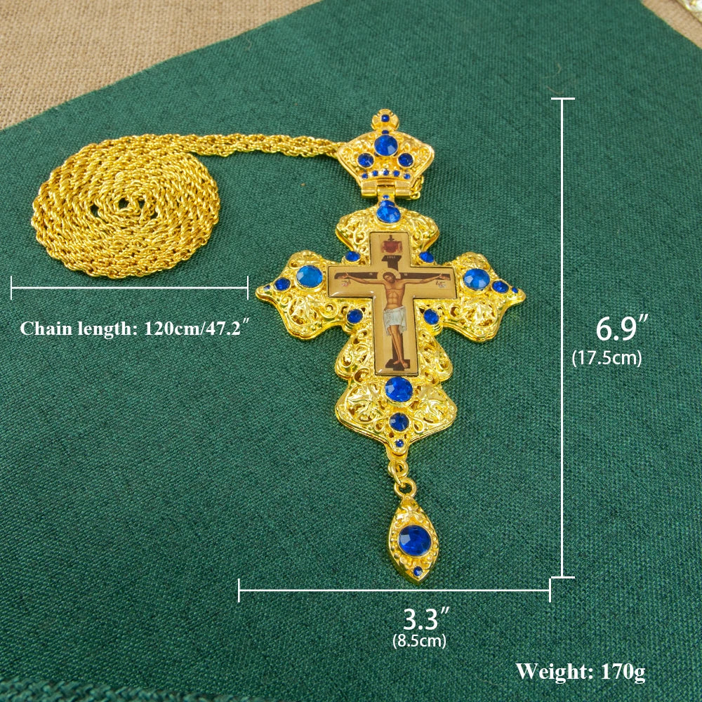 Orthodox Cross Pendant with Chain Orthodox Jesus Pendant Priest Blessing Cross Pendant Gift for Believers Baptism Worship