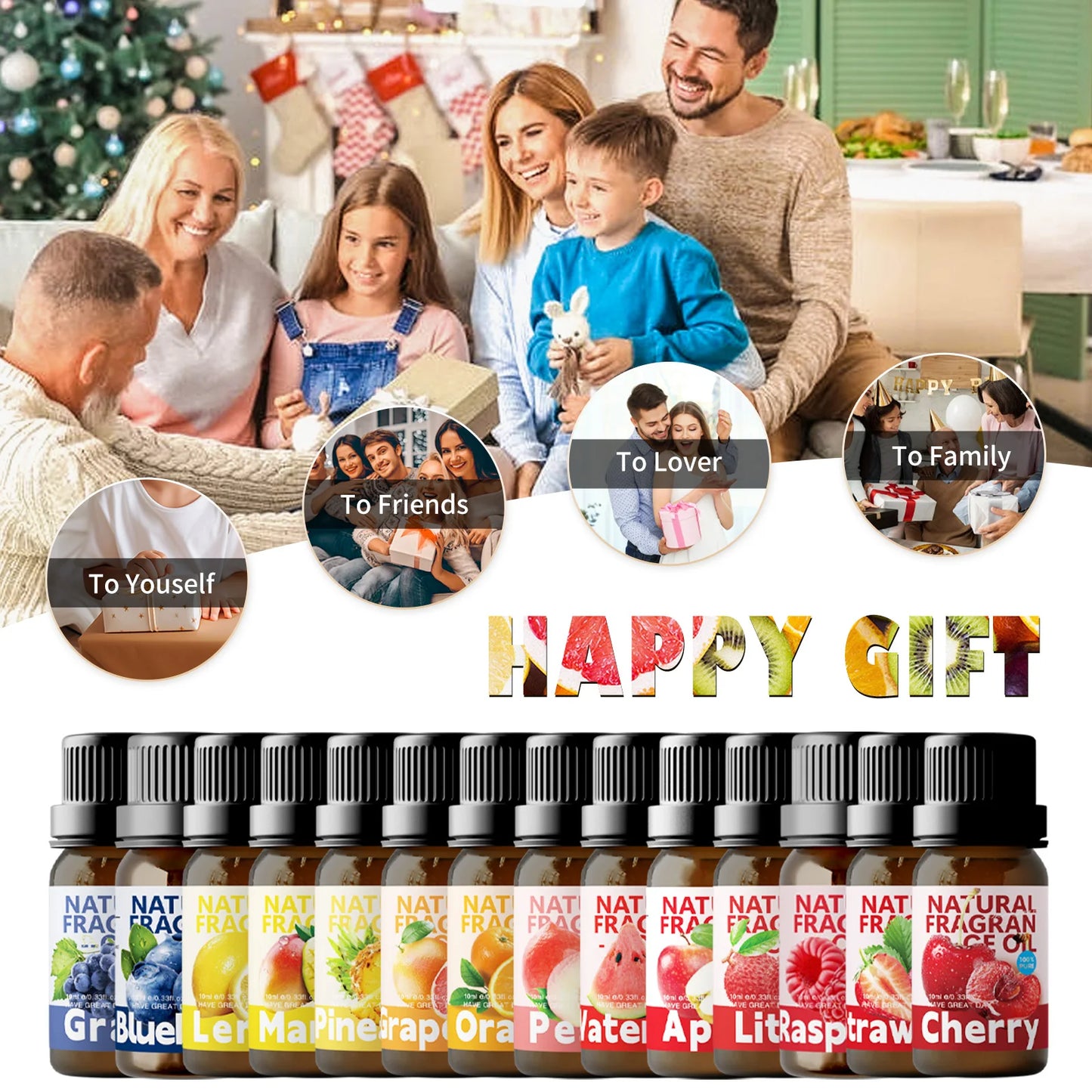 25 Type Fruit Essential Oils Fruit Perfumes Fragrance Oil for Diffuser Candles Making -Strawberry Lemon Peach Banana Mango