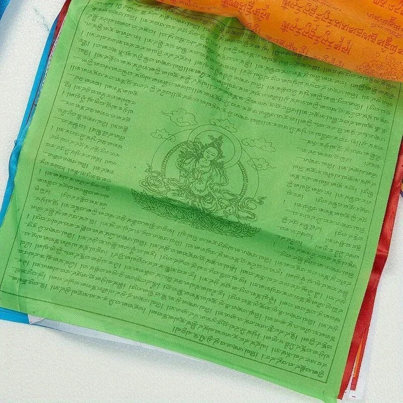 Religious Flag Tibetan Buddhist Prayer Flag Colour Print Prayer Artificial Silk Tibet Lung Ta Banner Scriptures Flags Decoration