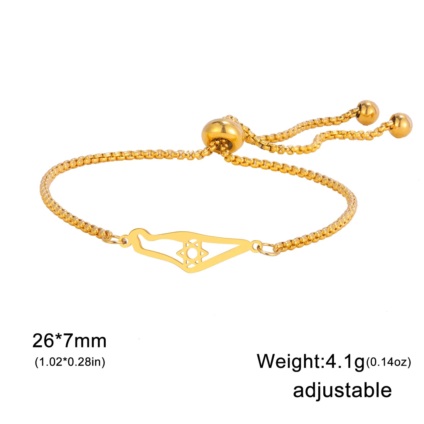 Skyrim Star of David Map Charm Bracelet Women Men Stainless Steel Adjustable Box Chain Bracelets Jewish Jewelry Gift Wholesale