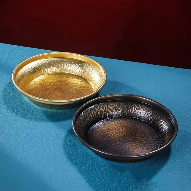 Buddhism Copper Manza Plate，Auspicious Tibetan Brass Tantra Dish Worship For Buddha Tray Desktop Home Gift Decorative，1Pcs，15 cm