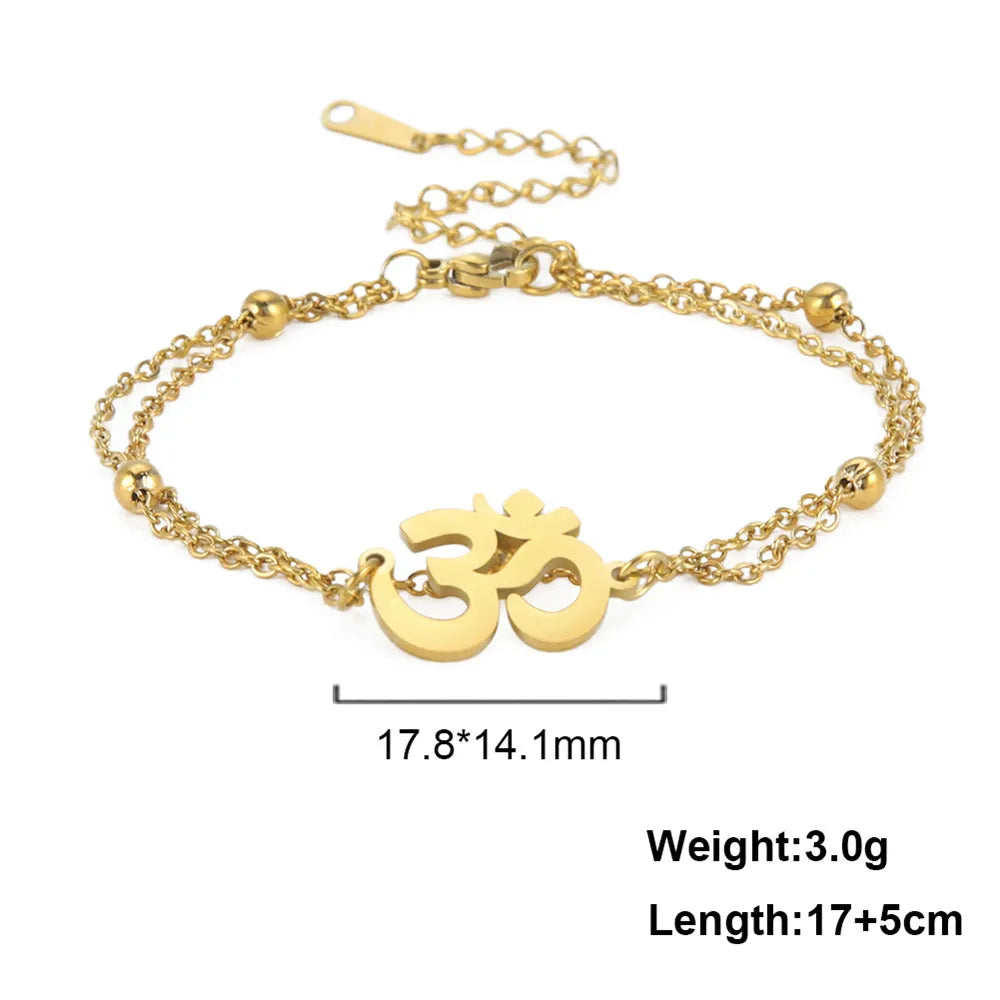 Skyrim Religious Indian Buddhism Yoga OM Bracelets on Hand for Women Men Stainless Steel Box Chain Bracelet Supernatural Jewelry