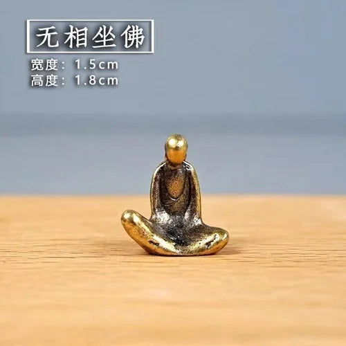 Micro Landscape Bronze Chinese Buddha Ancient Tea Ceremony Zen Moss Rockery Bonsai Sand Table Decorationfairy Garden Miniatures