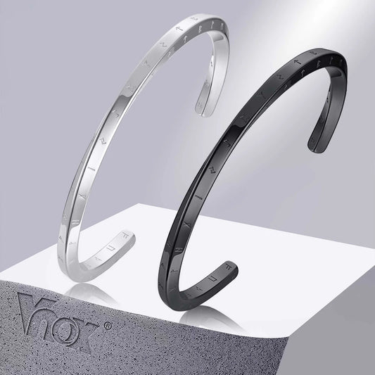 Vnox Retro Nordic Viking Cuff Bangle Bracelets for Men, Stainless Steel Mobius Norse Mythology Runes Amulet Jewelry Dad Gfit
