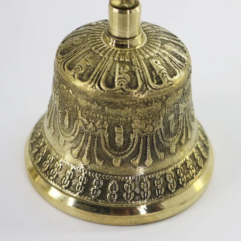 Nepalese Handmade Brass Bell Copper Handheld Gong Five-Pronged Bronze Bell Buddhist Ceremony Handbell for Meditation And Yoga