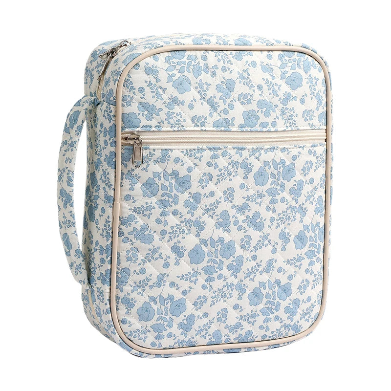 Large Bible Cover Case For Women Quilted Bible Bag Floral Bible Storage Bags With Zipper Pocket And Handle Bible Study Supplies