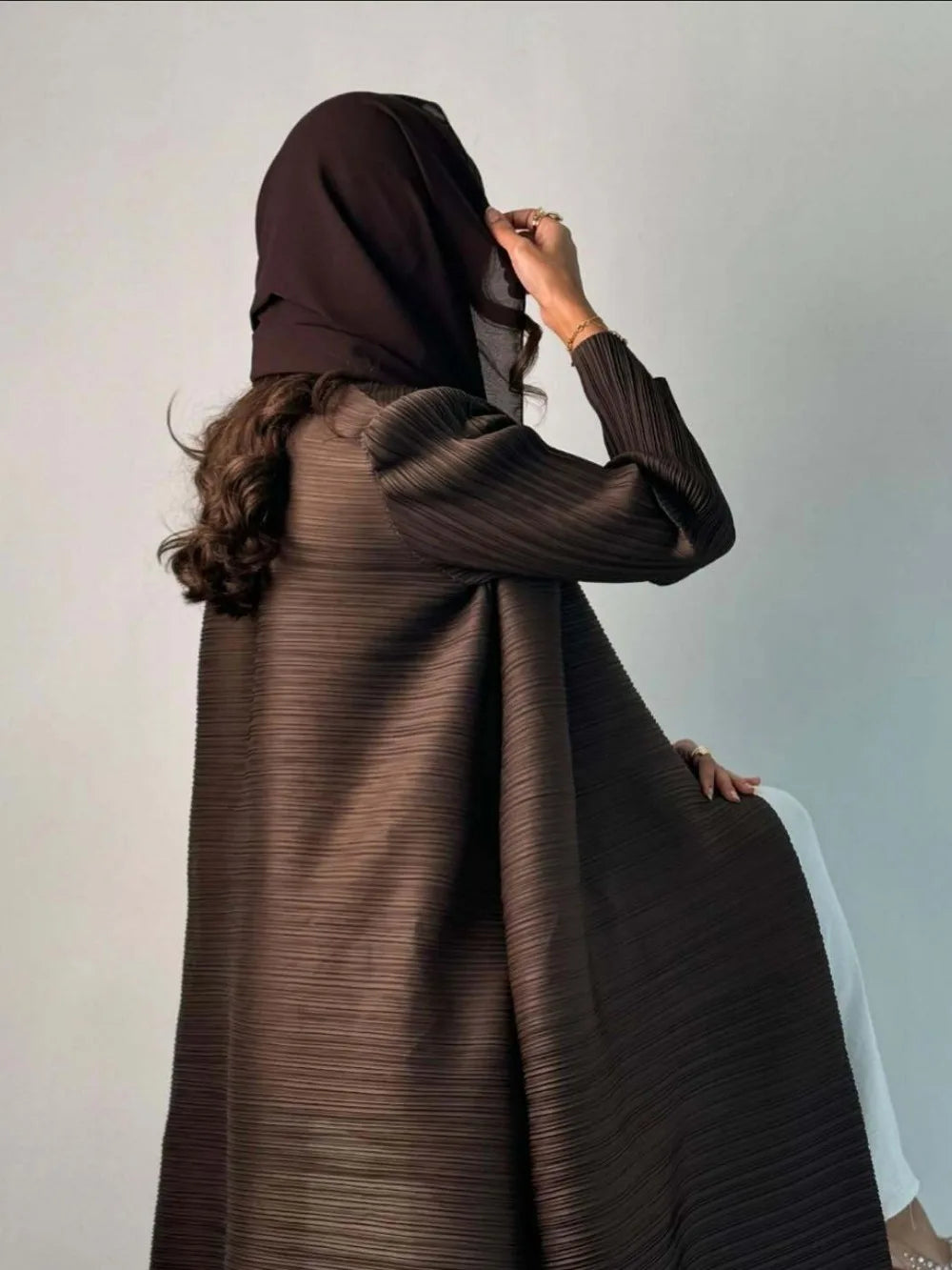 Muslim Pleated Abaya Stretch Open Dress Dress Women Eid Maxi Caftan Cardigan Robe Print Dubai Kaftan Islam Vestidos Jalabiya