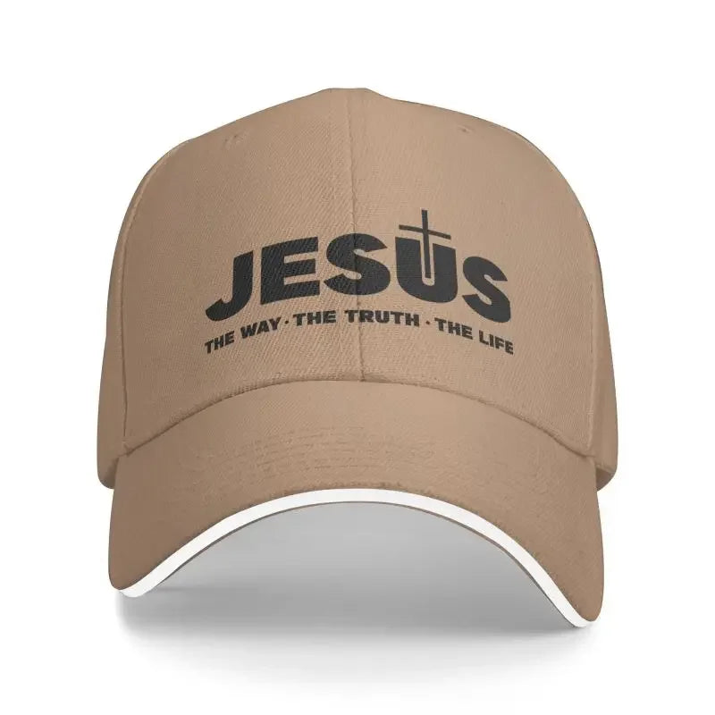 Jesus Christ The Way The Truth The Life Baseball Cap Sun Protection Adjustable Religion Cross Christian Faith Dad Hat