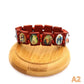 Wooden Rosary Bracelet - Elegant Religious Icon Stickers, Drip Oil Finish, Spiritual Beaded Prayer Jewelry For Devotional Wear_