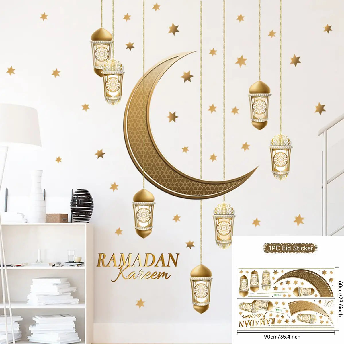 Eid Mubarak Wall Stickers Kareem Ramadan Decoration 2025 For Home Islamic Muslim Party Decor Mubarak Ramadan Window Sticker Gift