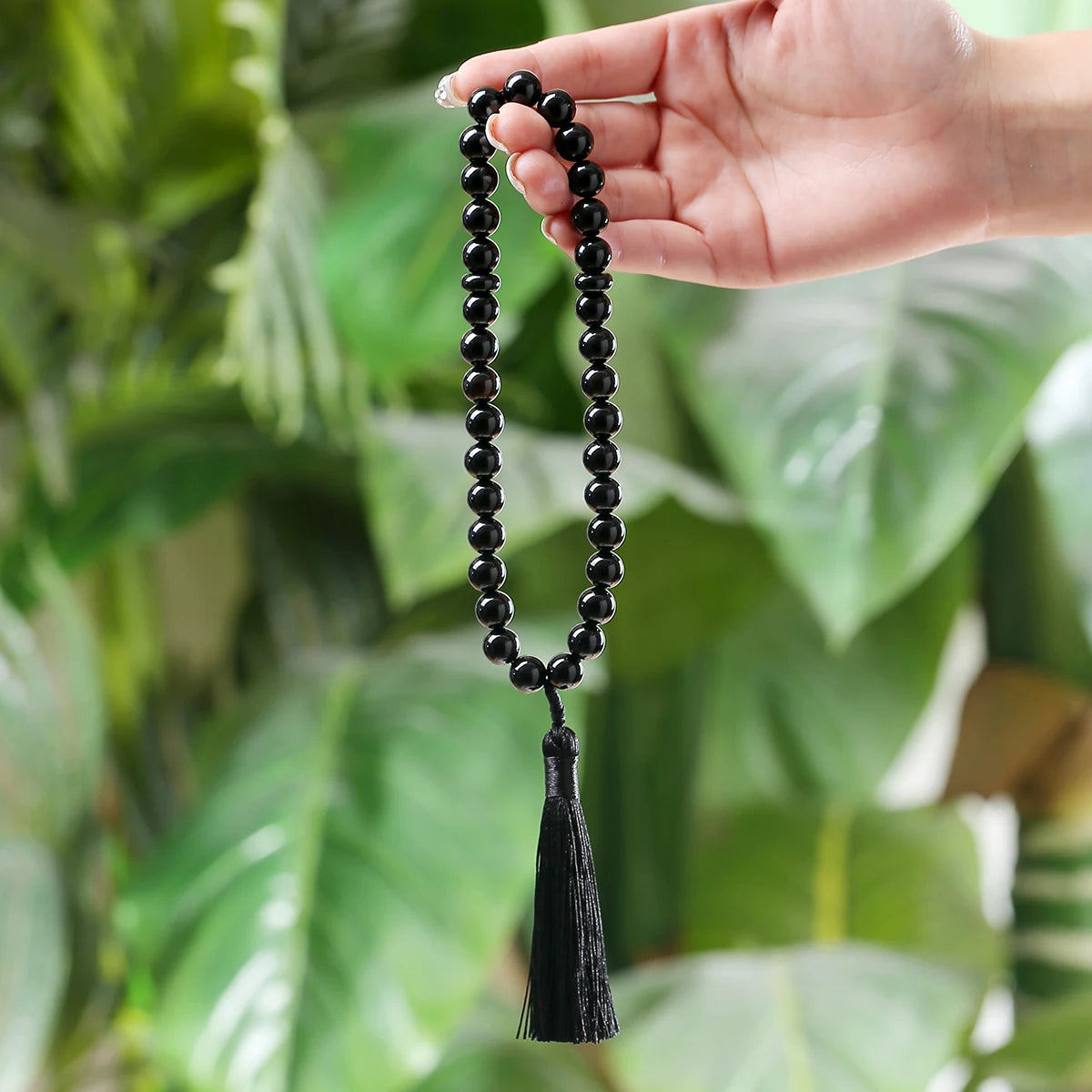 JD 10mm Natural Rose Quartz Bracelet Tassel Pendant 33 Prayer Beads Islamic Muslim Tasbih Allah Mohammed Rosary For Women Men