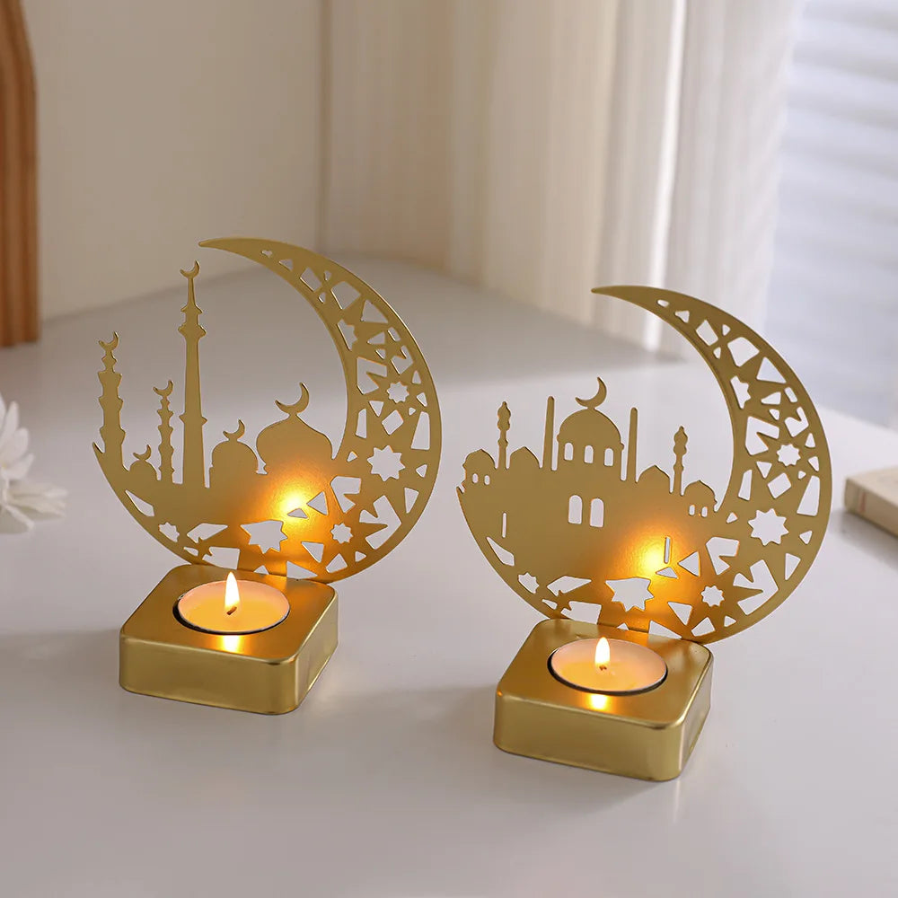 Ramadan Decoration Moon Castle Candle Holder  Eid Mubarak Decorations for Home 2026 Islam Muslim Festival Party Supplies Eid Al