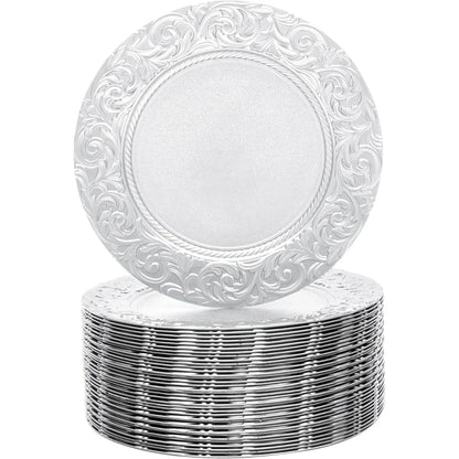 100 Pack 13 Inch Round Charger Plates Set,Reusable Serving Plates, Round Floral Plates, Dinner Plates For Wedding,Parties