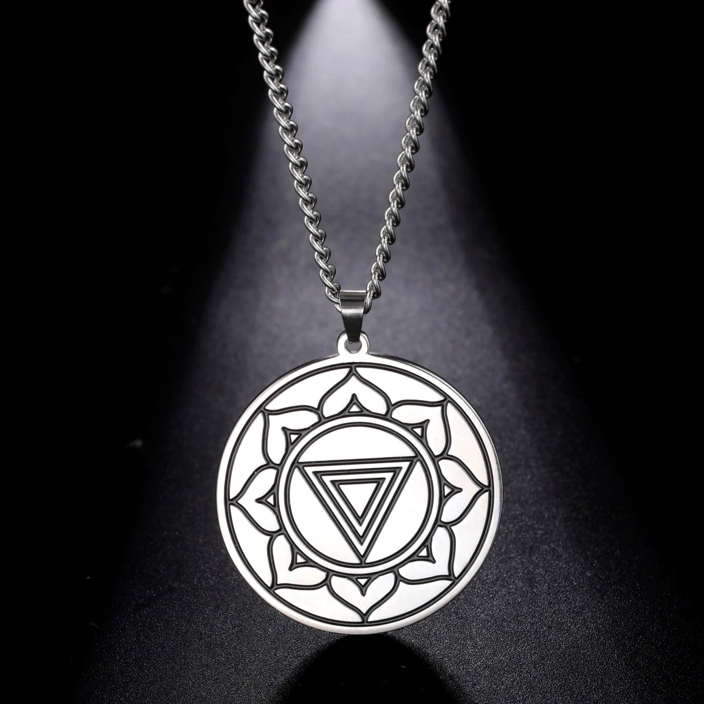 LIKGREAT Sri Yantra Mandala Pendant Necklace India Chakra  Meditation Spiritual Jewelry Stainless Steel Sacred Magic Talisman
