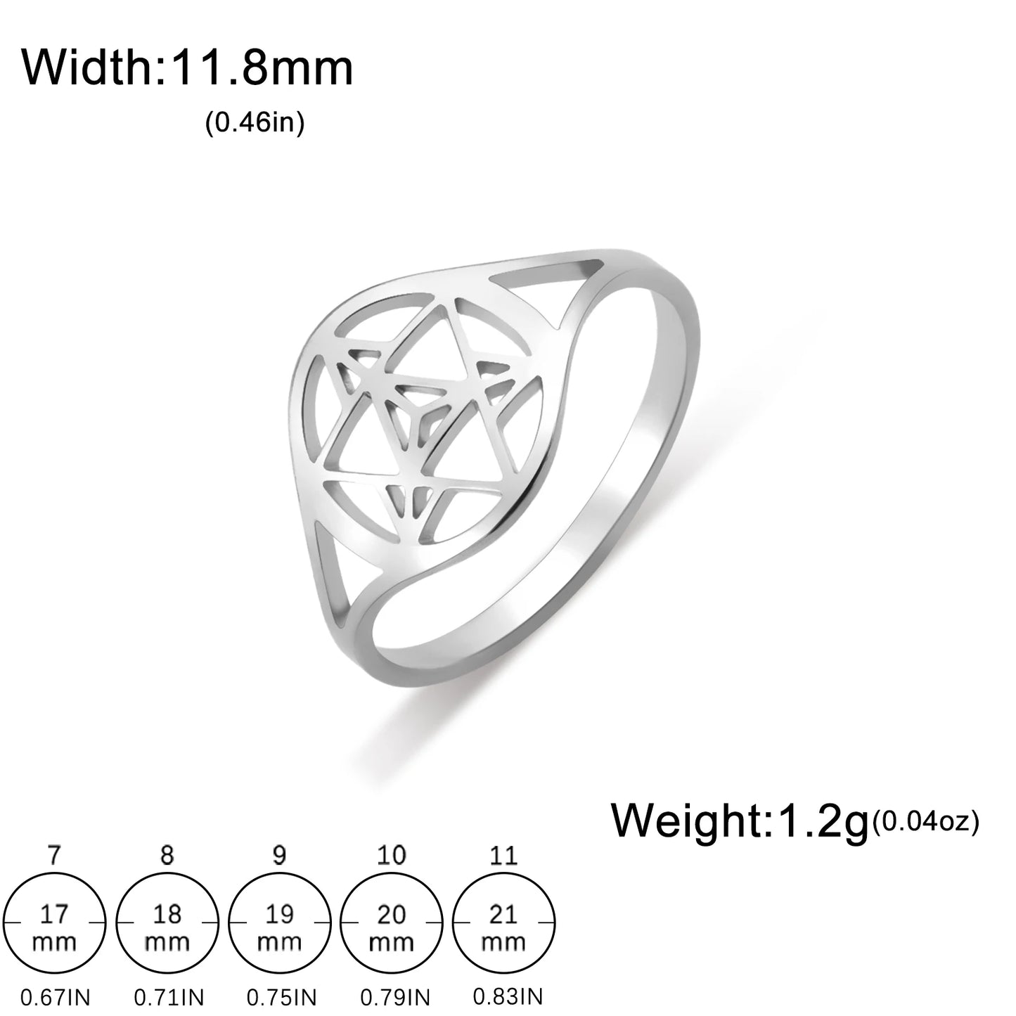 Skyrim Merkaba Star Sacred Geometry Ring Women Stainless Steel Gold Color Finger Rings Wedding Band Meditation Jewelry Wholesale
