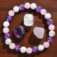 Three Colors of Natural Stone 8mm Round Beaded Elastic Bracelet Universal for Both Men and Women