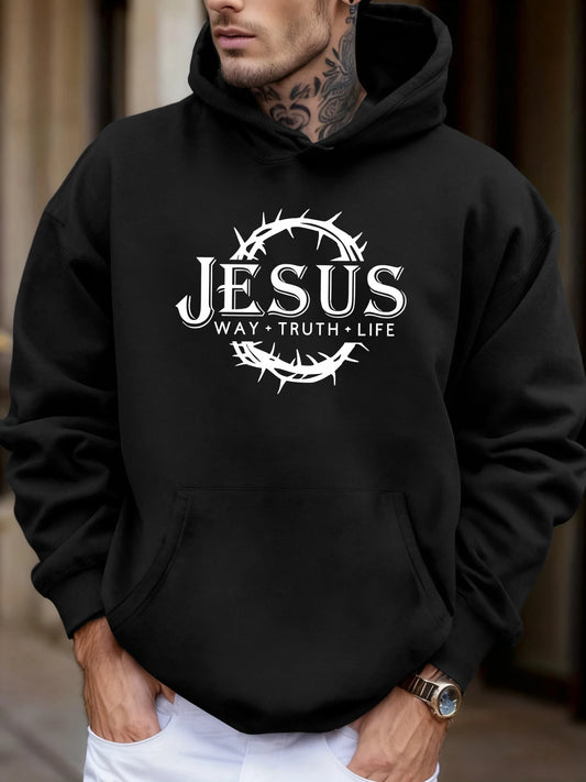 Jesus Way Truth Life Printing Men Jogging Hoodie Multicolor Loose Hoody Autumn Fleece Streetwear Hip Hop Pocket Man Hoodies
