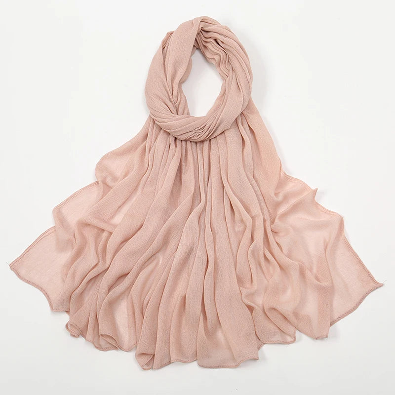 New Crinkle Rayon Hijab For Women Muslim Scarf Long Shawls Solid Islamic Turban Headband Heascarf Wraps Ramandan Headband