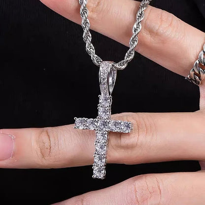 Huitan 60Cm Twisted Chain Long Necklace for Women/Men Fashion Luxury Cubic Zirconia Cross Pendant Necklace Gift Love Accessories